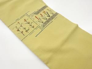 縮緬地金彩草花模様名古屋帯